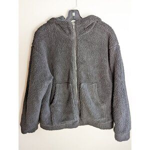 Fabletics Lotta Cocoon Zip Hoodie Black Medium Womens Sherpa Fuzzy Coat Jacket